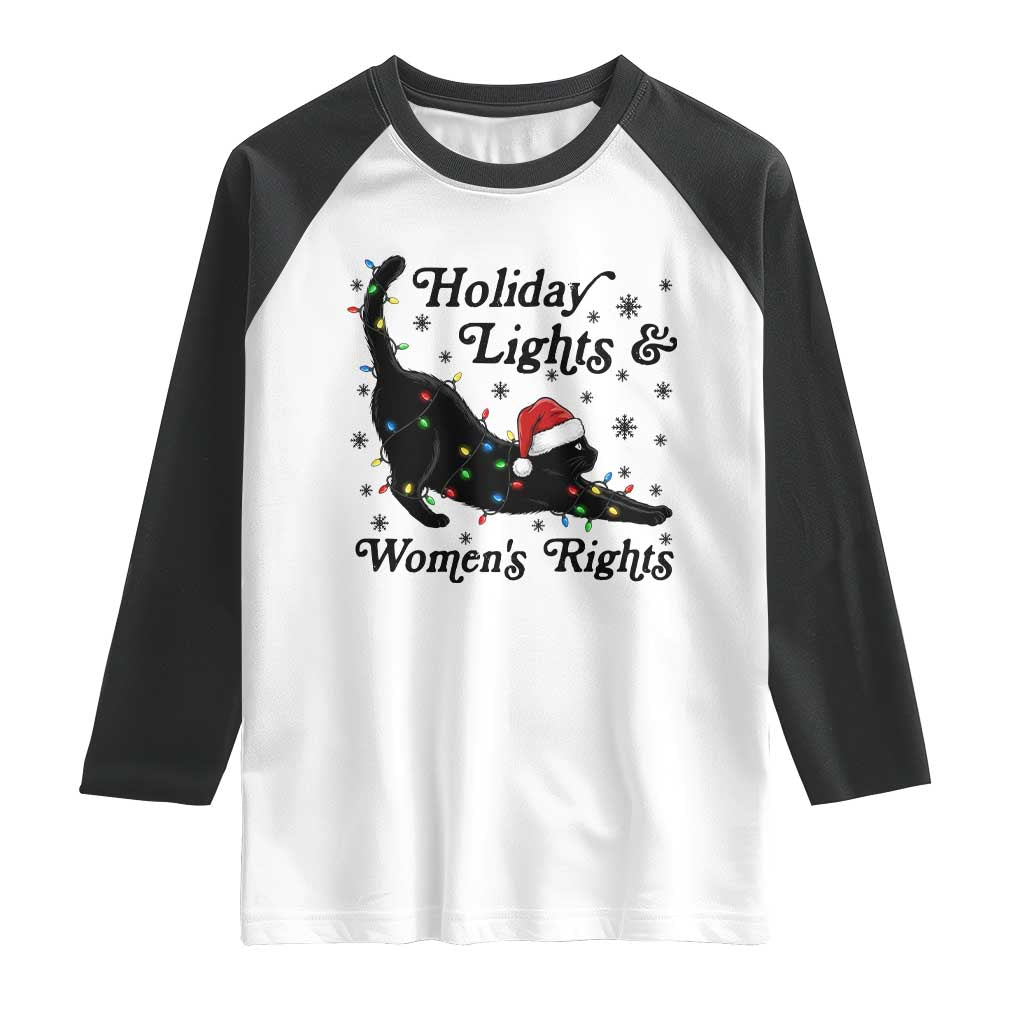 Sexy Cat Holiday Lights Womens Rights Supporter Raglan Shirt Christmas Feminist Gift - Wonder Print Shop
