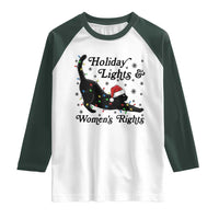 Sexy Cat Holiday Lights Womens Rights Supporter Raglan Shirt Christmas Feminist Gift - Wonder Print Shop