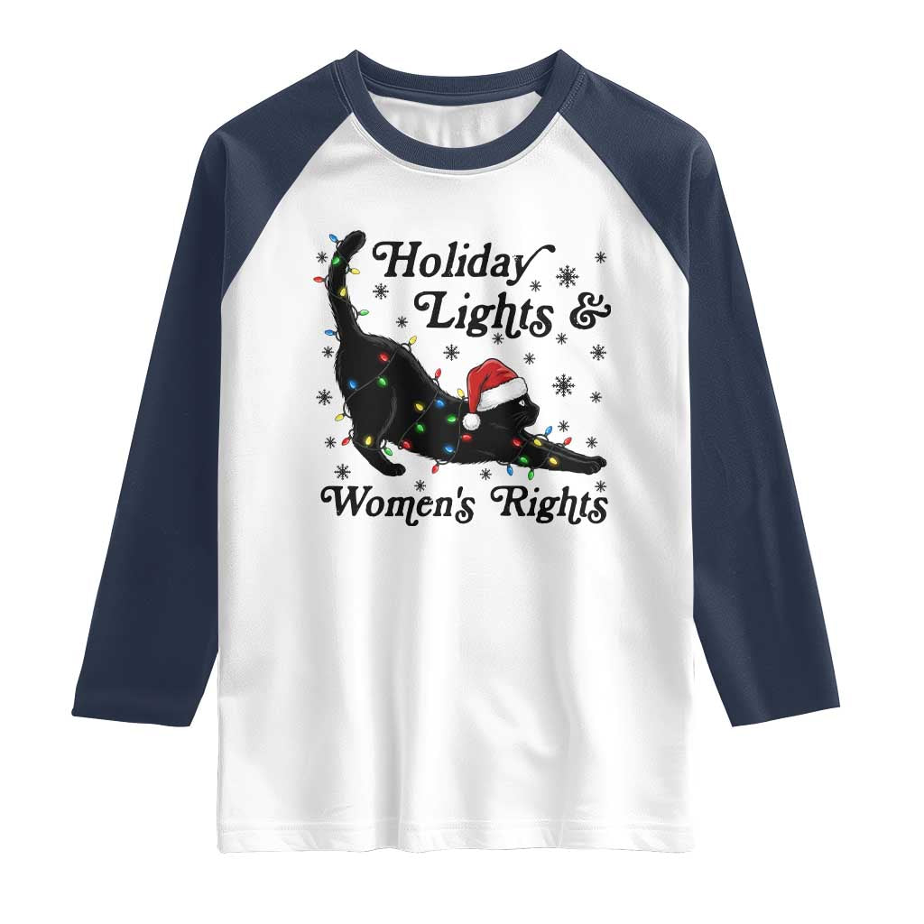 Sexy Cat Holiday Lights Womens Rights Supporter Raglan Shirt Christmas Feminist Gift - Wonder Print Shop
