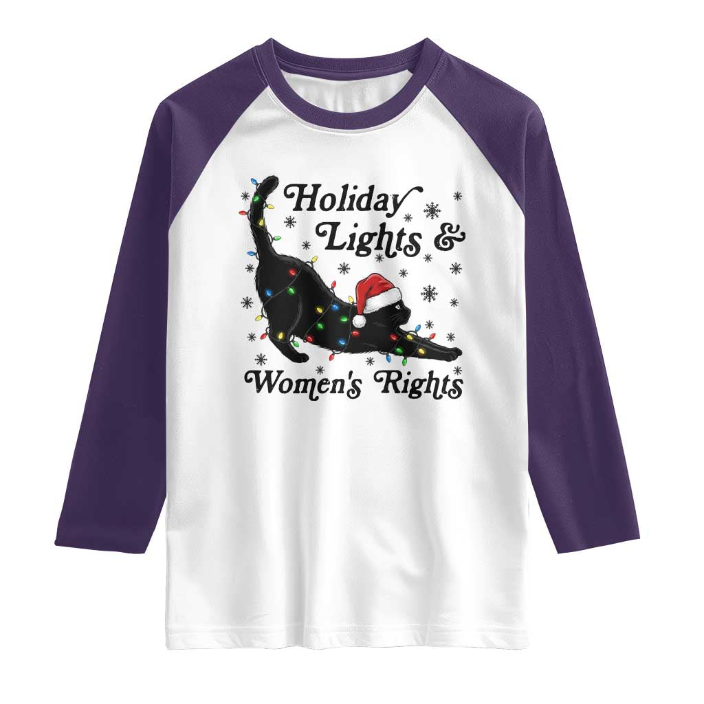 Sexy Cat Holiday Lights Womens Rights Supporter Raglan Shirt Christmas Feminist Gift - Wonder Print Shop
