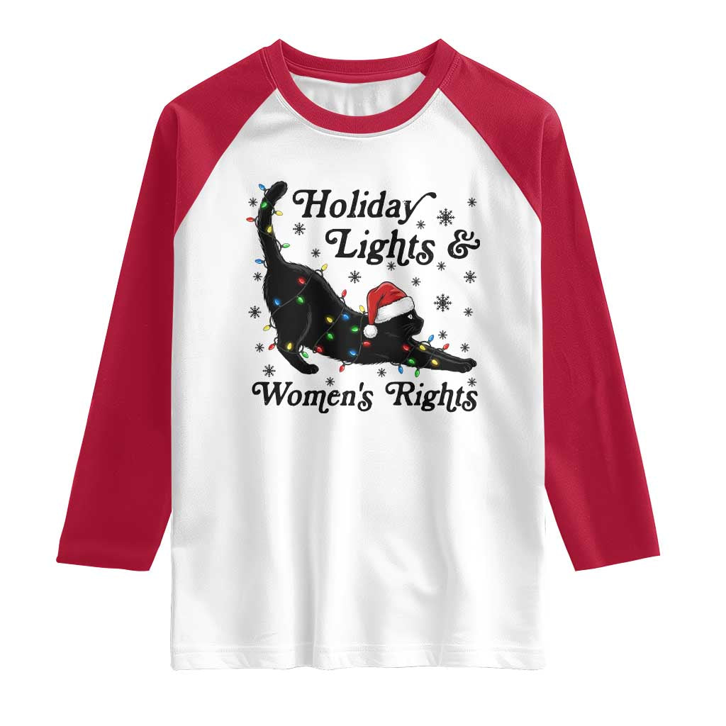 Sexy Cat Holiday Lights Womens Rights Supporter Raglan Shirt Christmas Feminist Gift - Wonder Print Shop
