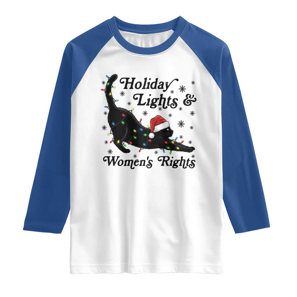 Sexy Cat Holiday Lights Womens Rights Supporter Raglan Shirt Christmas Feminist Gift - Wonder Print Shop