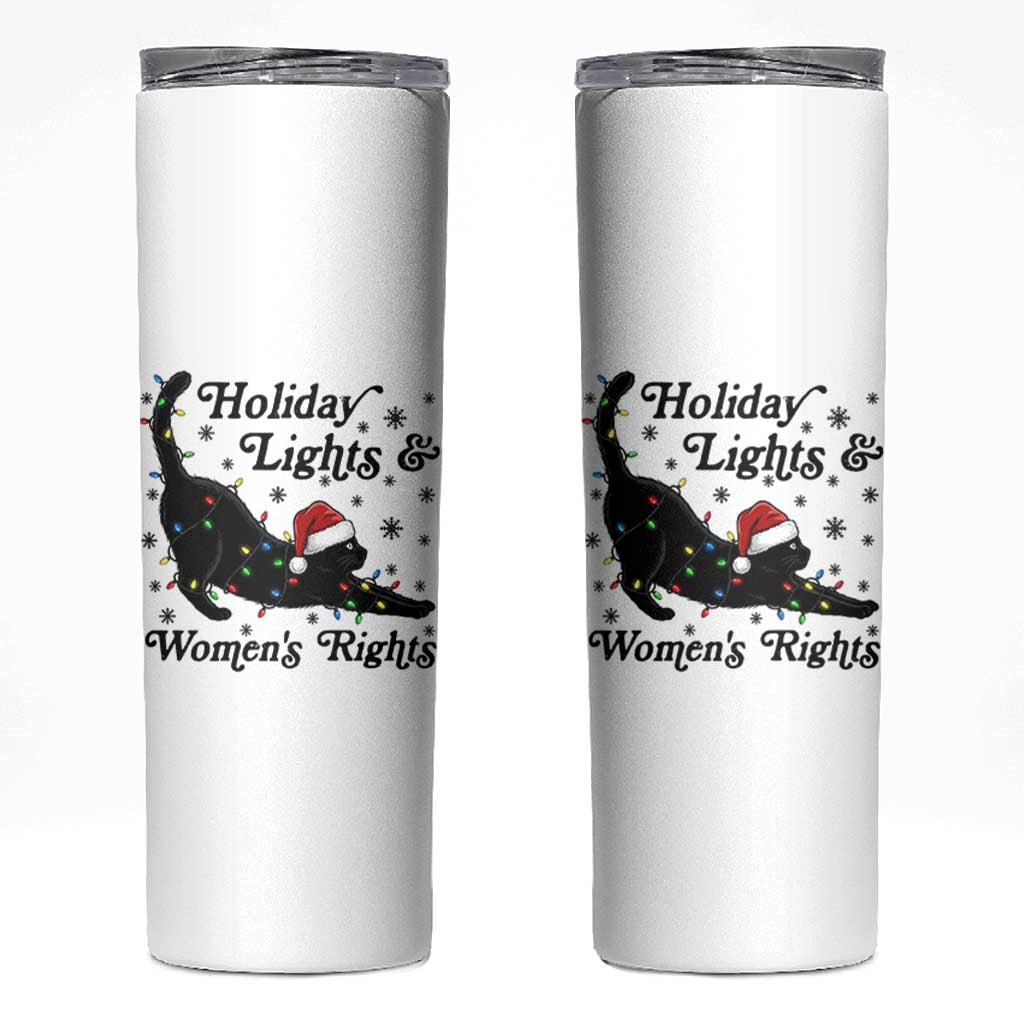 Sexy Cat Holiday Lights Womens Rights Supporter Skinny Tumbler Christmas Feminist Gift - Wonder Print Shop