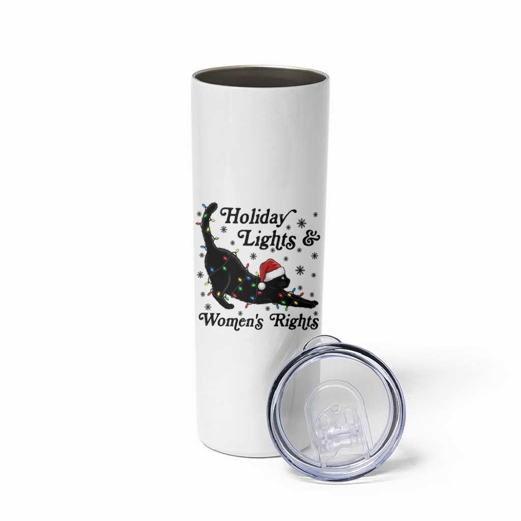 Sexy Cat Holiday Lights Womens Rights Supporter Skinny Tumbler Christmas Feminist Gift - Wonder Print Shop