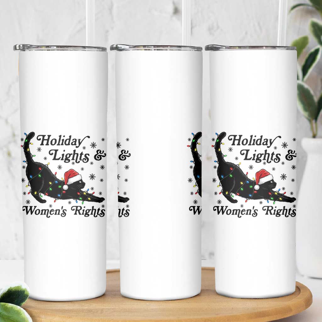 Sexy Cat Holiday Lights Womens Rights Supporter Skinny Tumbler Christmas Feminist Gift - Wonder Print Shop
