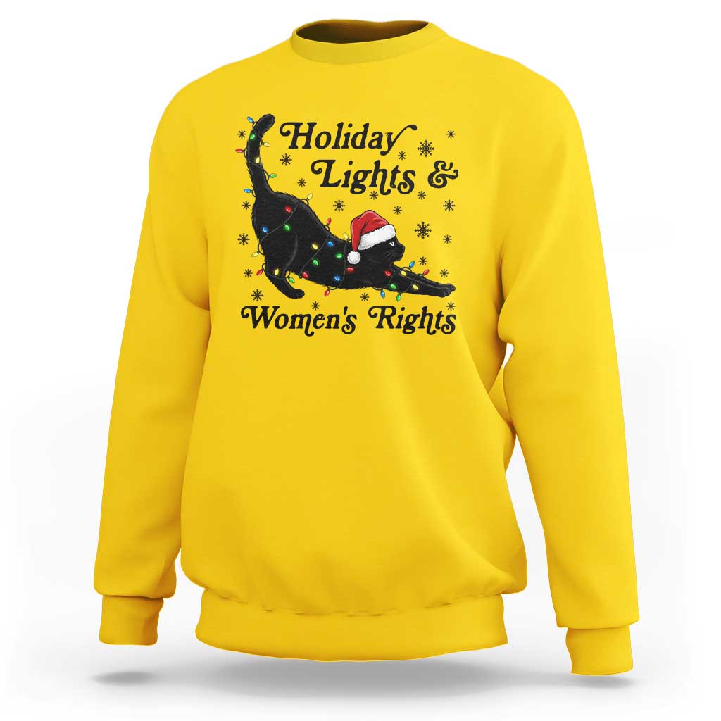 Sexy Cat Holiday Lights Womens Rights Supporter Sweatshirt Christmas Feminist Gift - Wonder Print Shop