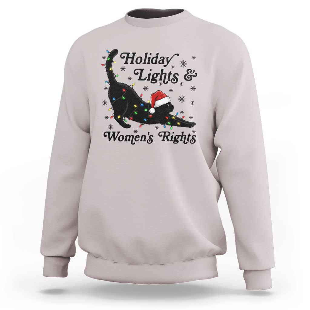 Sexy Cat Holiday Lights Womens Rights Supporter Sweatshirt Christmas Feminist Gift - Wonder Print Shop