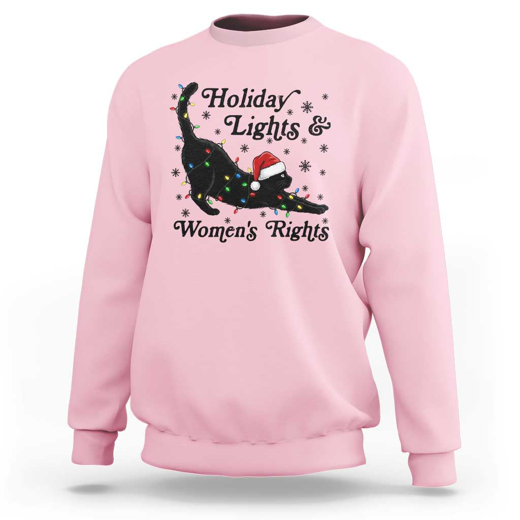 Sexy Cat Holiday Lights Womens Rights Supporter Sweatshirt Christmas Feminist Gift - Wonder Print Shop