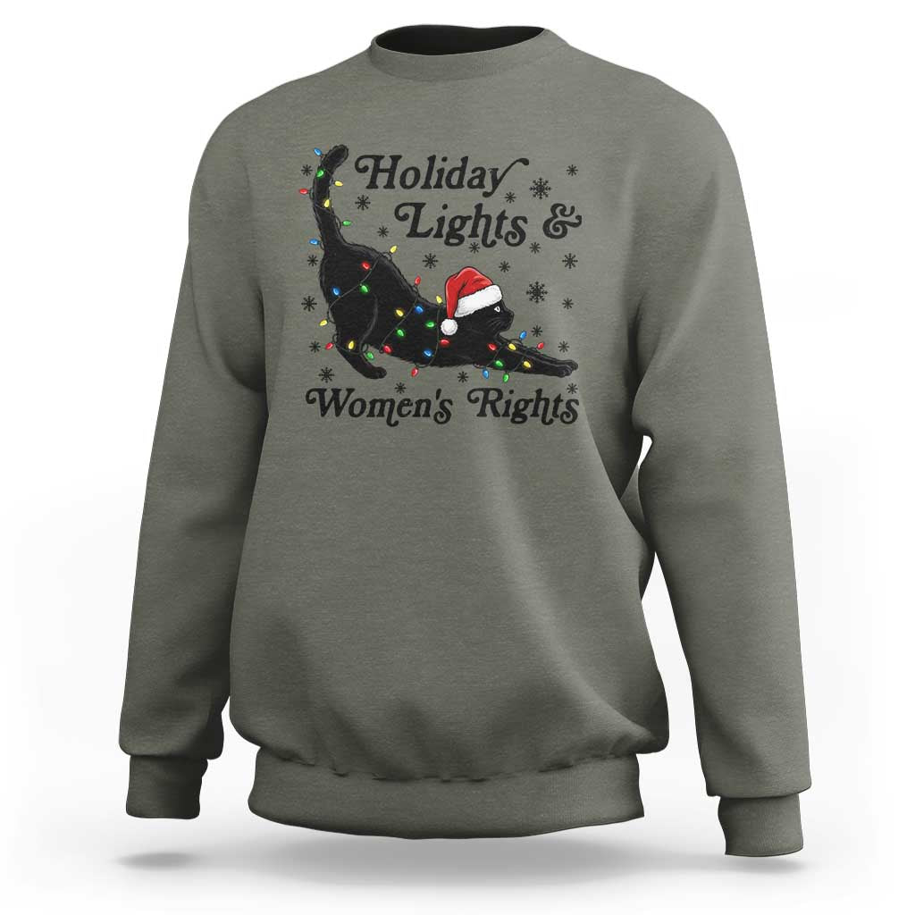 Sexy Cat Holiday Lights Womens Rights Supporter Sweatshirt Christmas Feminist Gift - Wonder Print Shop