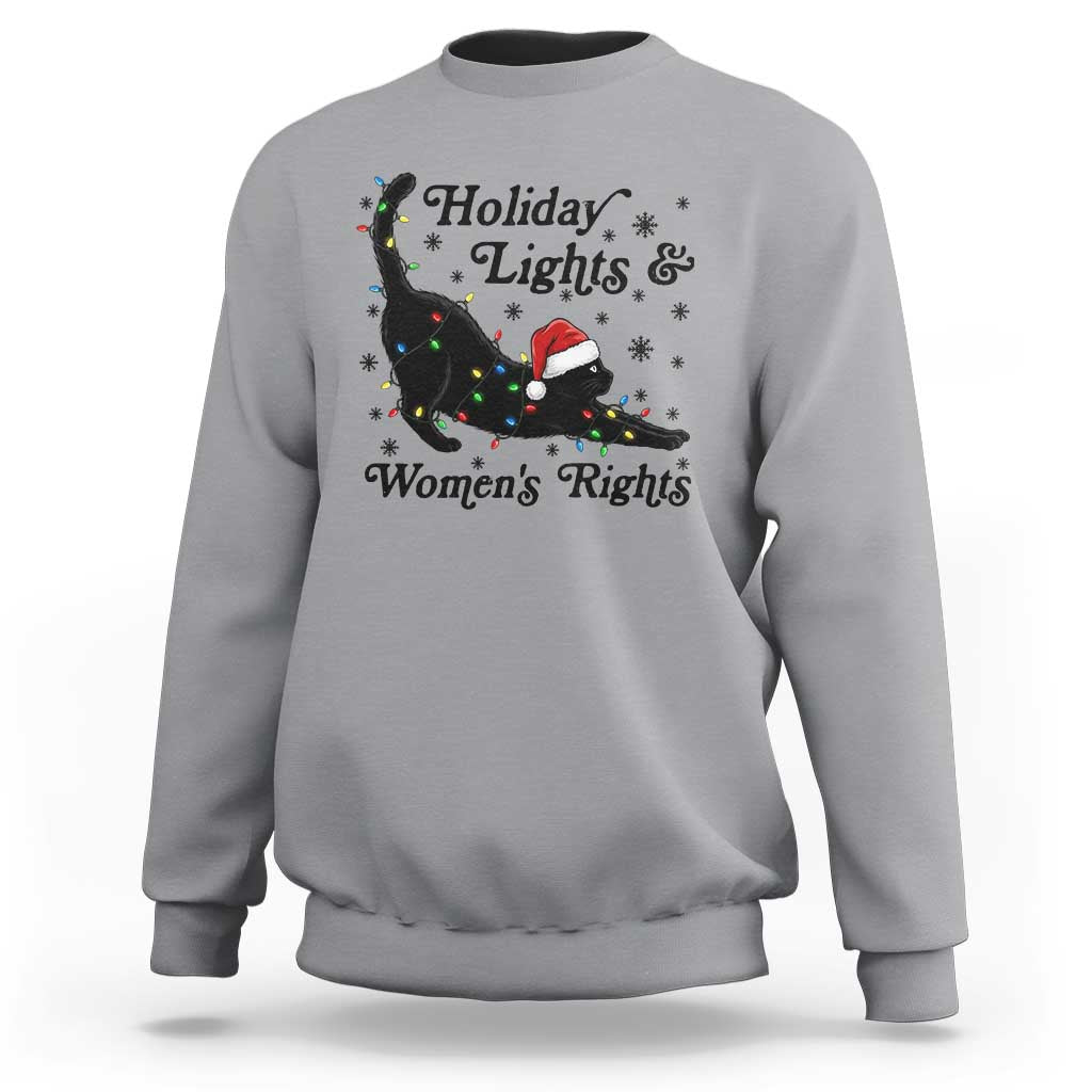 Sexy Cat Holiday Lights Womens Rights Supporter Sweatshirt Christmas Feminist Gift - Wonder Print Shop