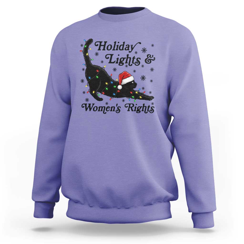 Sexy Cat Holiday Lights Womens Rights Supporter Sweatshirt Christmas Feminist Gift - Wonder Print Shop