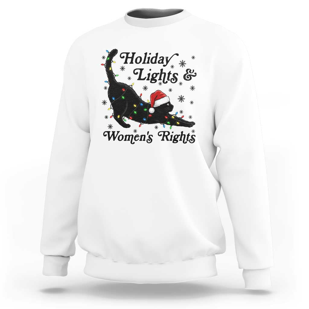 Sexy Cat Holiday Lights Womens Rights Supporter Sweatshirt Christmas Feminist Gift - Wonder Print Shop