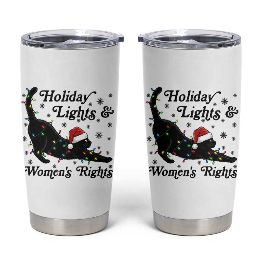 Sexy Cat Holiday Lights Womens Rights Supporter Tumbler Cup Christmas Feminist Gift - Wonder Print Shop