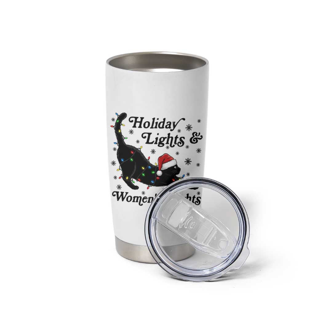 Sexy Cat Holiday Lights Womens Rights Supporter Tumbler Cup Christmas Feminist Gift - Wonder Print Shop