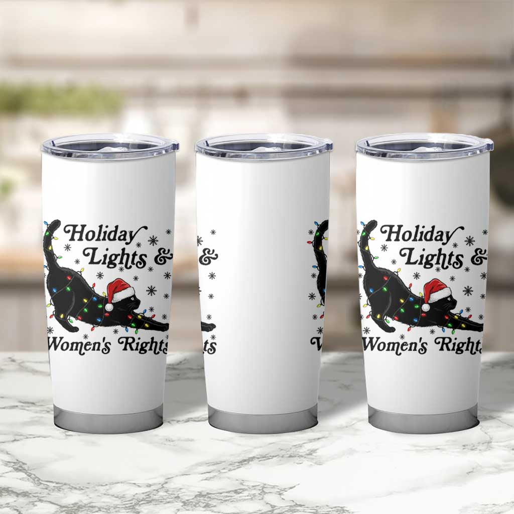 Sexy Cat Holiday Lights Womens Rights Supporter Tumbler Cup Christmas Feminist Gift - Wonder Print Shop