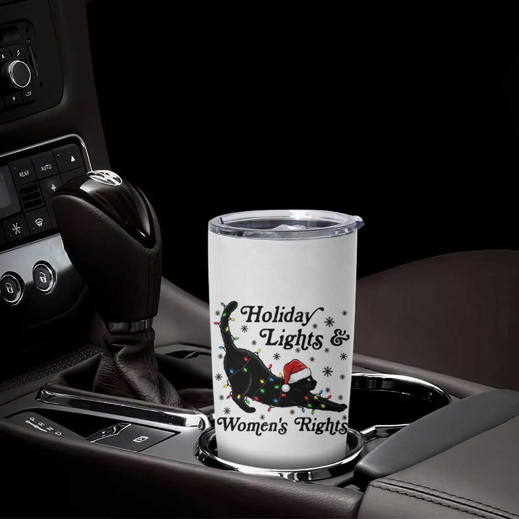 Sexy Cat Holiday Lights Womens Rights Supporter Tumbler Cup Christmas Feminist Gift - Wonder Print Shop