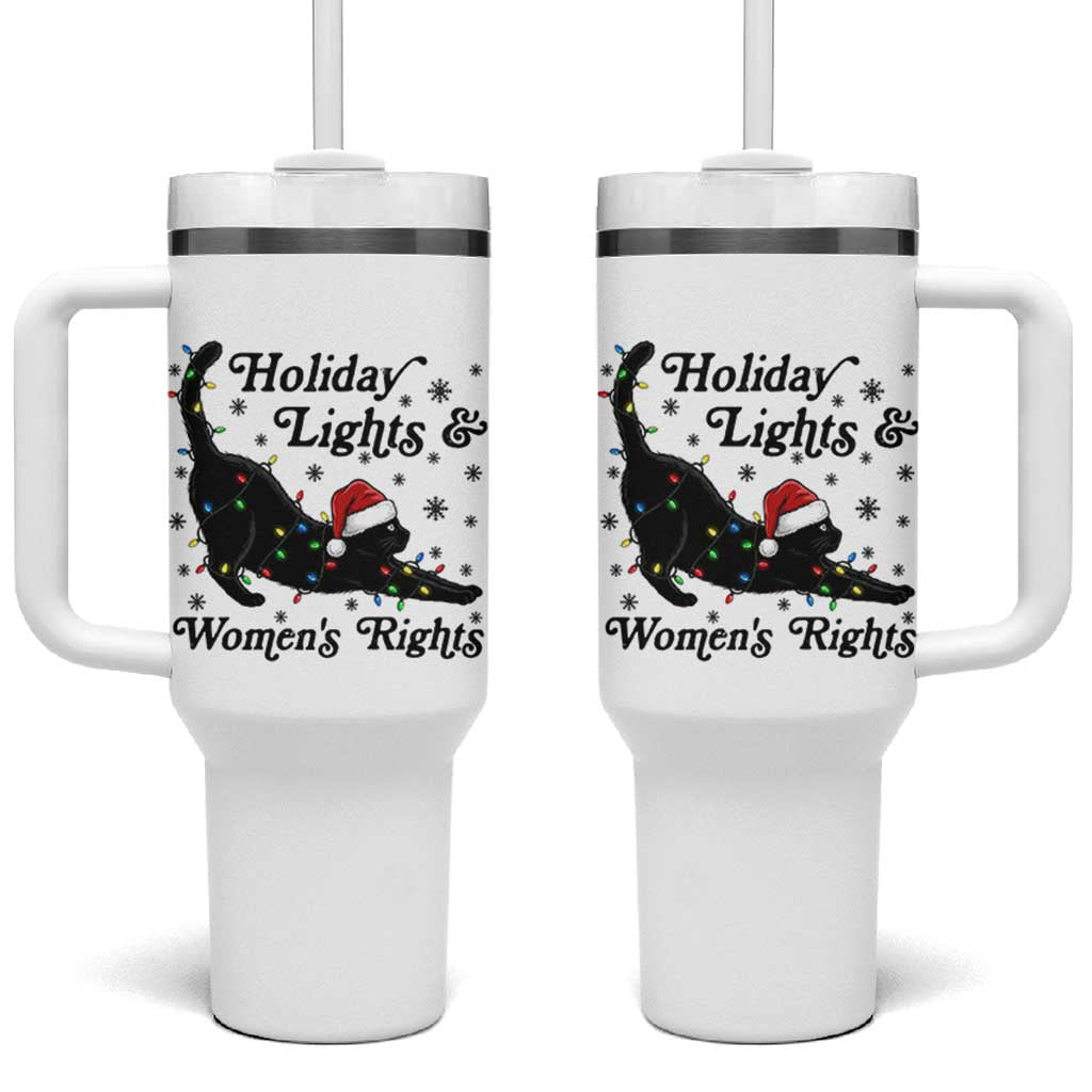 Sexy Cat Holiday Lights Womens Rights Supporter Tumbler With Handle Christmas Feminist Gift - Wonder Print Shop