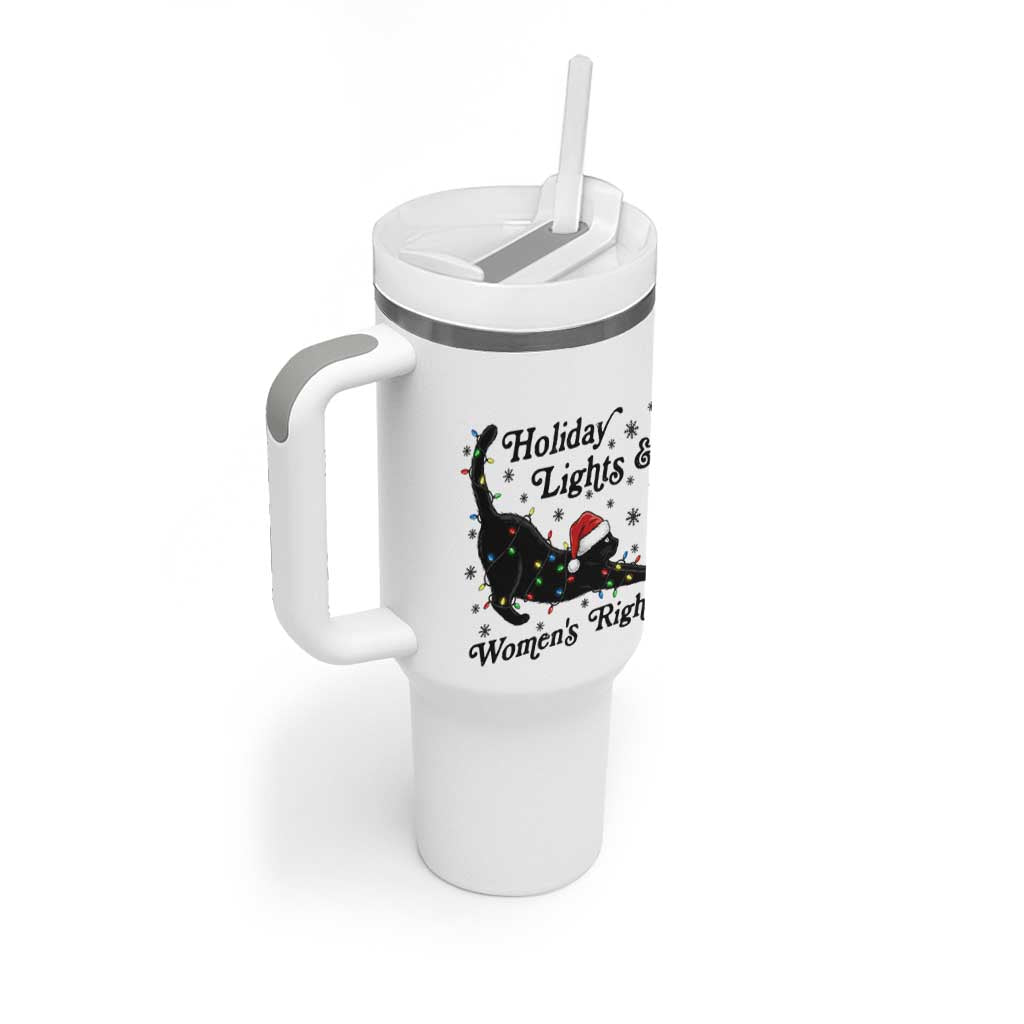 Sexy Cat Holiday Lights Womens Rights Supporter Tumbler With Handle Christmas Feminist Gift - Wonder Print Shop