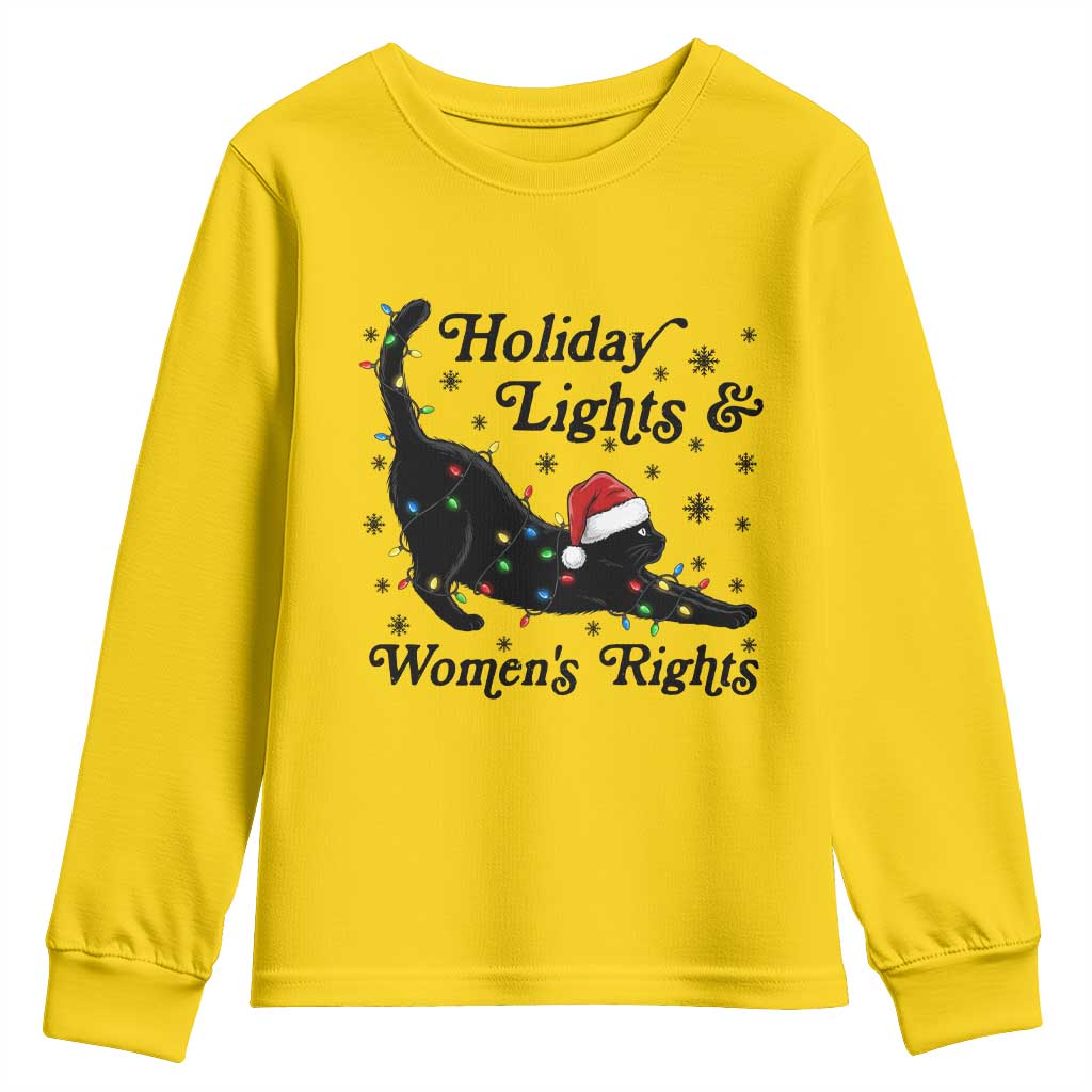 Sexy Cat Holiday Lights Womens Rights Supporter Youth Sweatshirt Christmas Feminist Gift - Wonder Print Shop