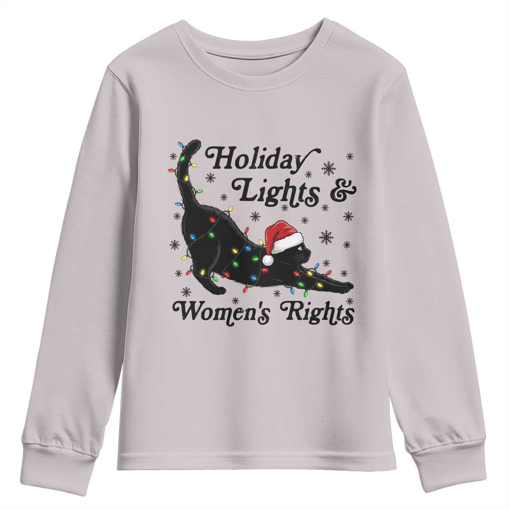 Sexy Cat Holiday Lights Womens Rights Supporter Youth Sweatshirt Christmas Feminist Gift - Wonder Print Shop