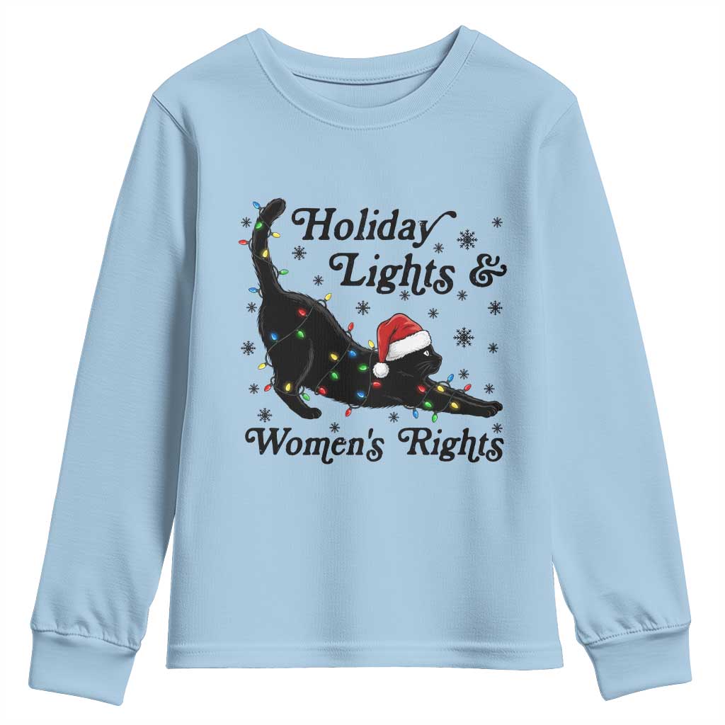 Sexy Cat Holiday Lights Womens Rights Supporter Youth Sweatshirt Christmas Feminist Gift - Wonder Print Shop