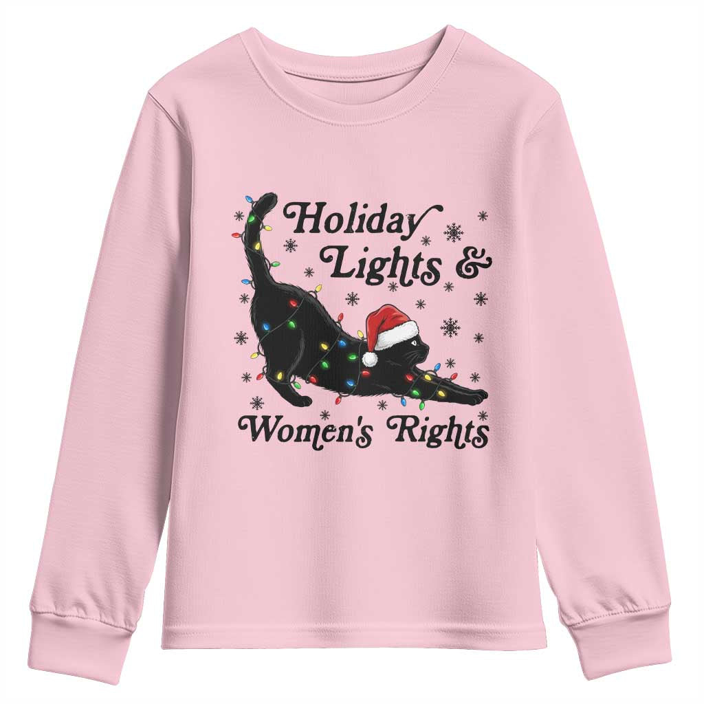 Sexy Cat Holiday Lights Womens Rights Supporter Youth Sweatshirt Christmas Feminist Gift - Wonder Print Shop