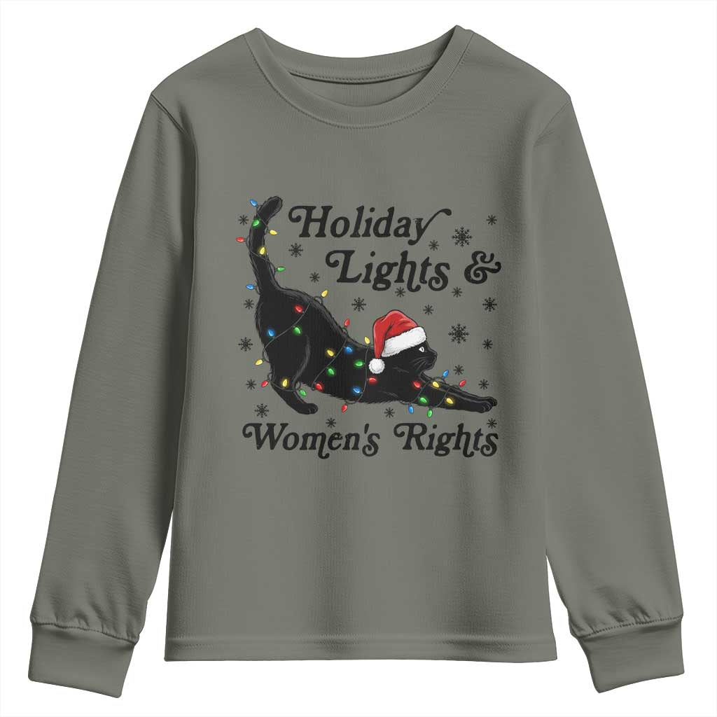 Sexy Cat Holiday Lights Womens Rights Supporter Youth Sweatshirt Christmas Feminist Gift - Wonder Print Shop