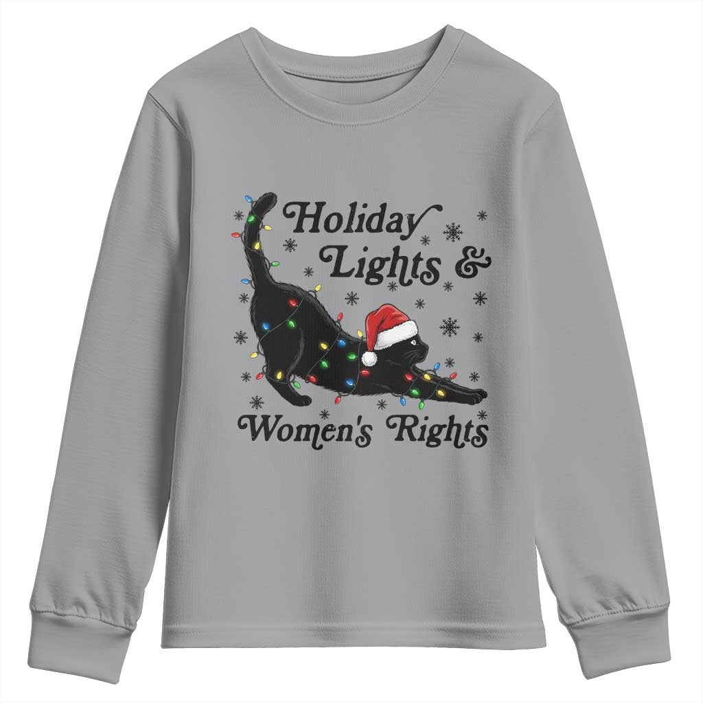 Sexy Cat Holiday Lights Womens Rights Supporter Youth Sweatshirt Christmas Feminist Gift - Wonder Print Shop