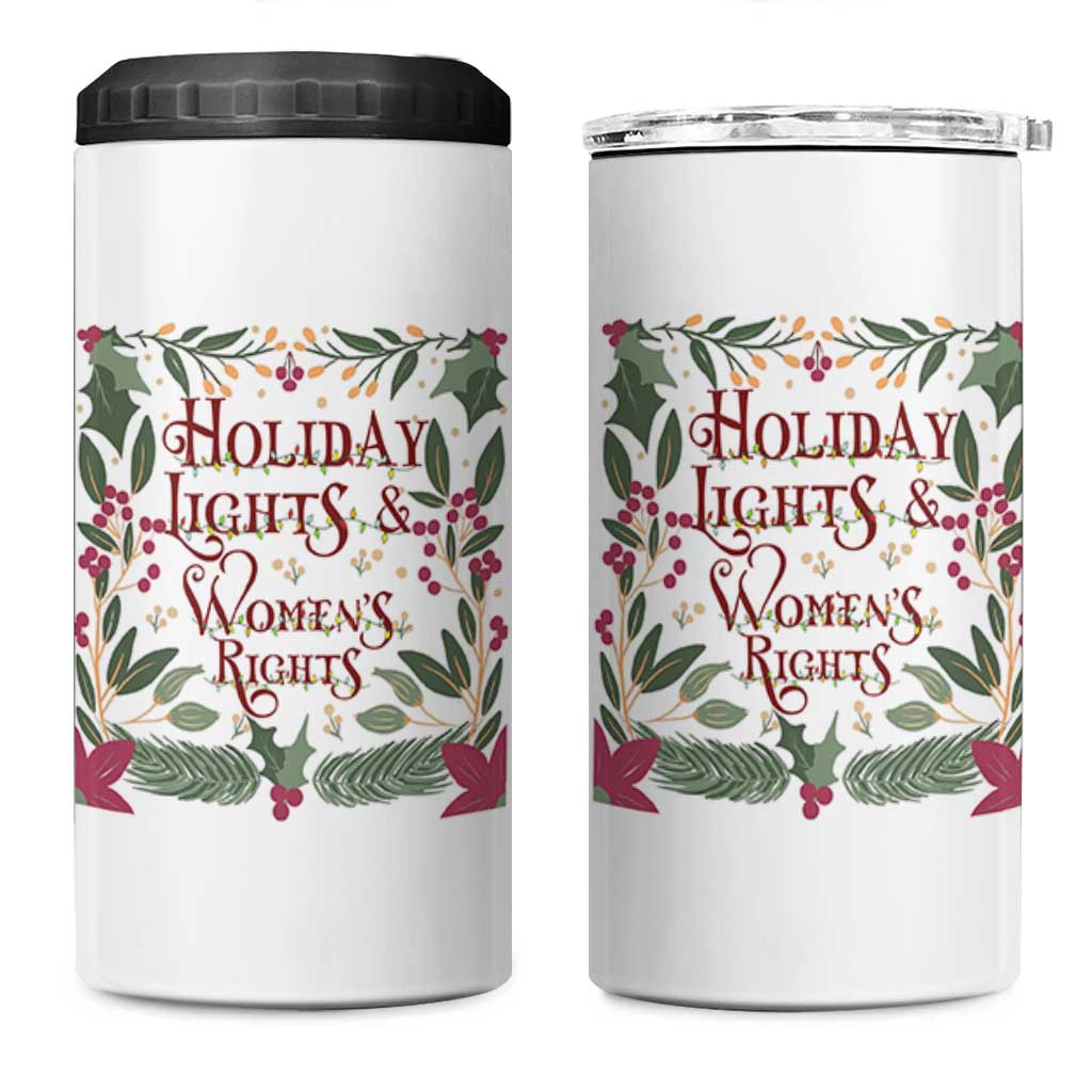 Holiday Lights Womens Rights Supporter 4 in 1 Can Cooler Tumbler Feminist Activist Christmas Gift - Wonder Print Shop
