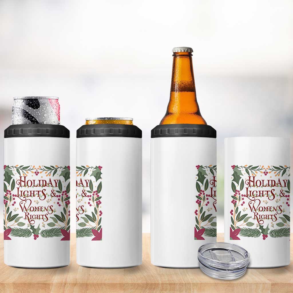 Holiday Lights Womens Rights Supporter 4 in 1 Can Cooler Tumbler Feminist Activist Christmas Gift - Wonder Print Shop