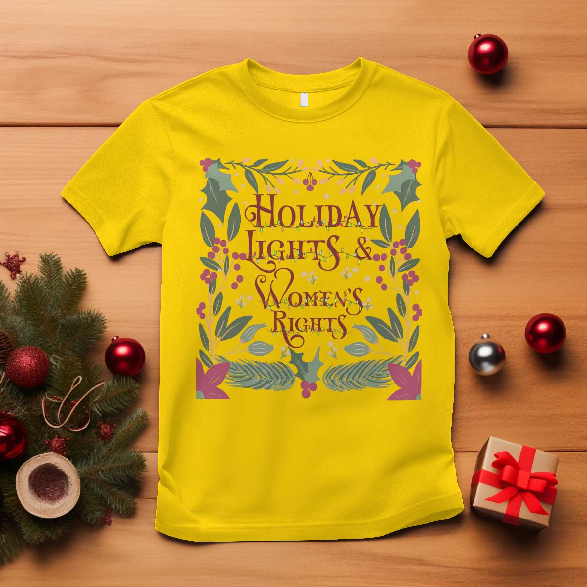 Holiday Lights Womens Rights Supporter T Shirt Feminist Activist Christmas Gift - Wonder Print Shop