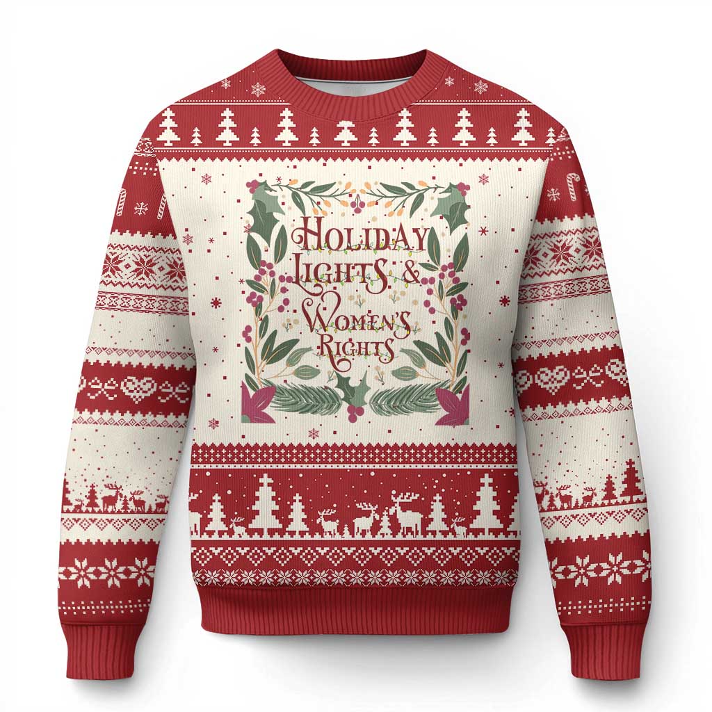Holiday Lights Womens Rights Supporter Ugly Christmas Sweater Feminist Activist Xmas Gift - Wonder Print Shop