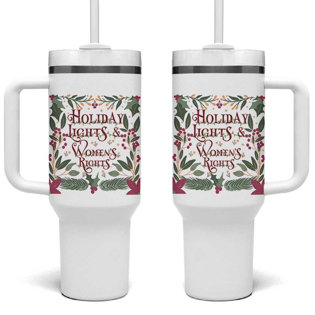 Holiday Lights Womens Rights Supporter Tumbler With Handle Feminist Activist Christmas Gift - Wonder Print Shop