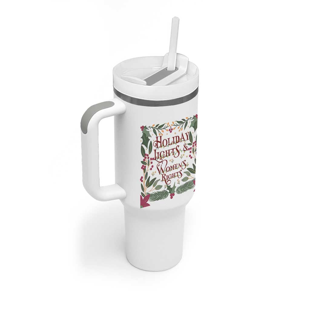 Holiday Lights Womens Rights Supporter Tumbler With Handle Feminist Activist Christmas Gift - Wonder Print Shop