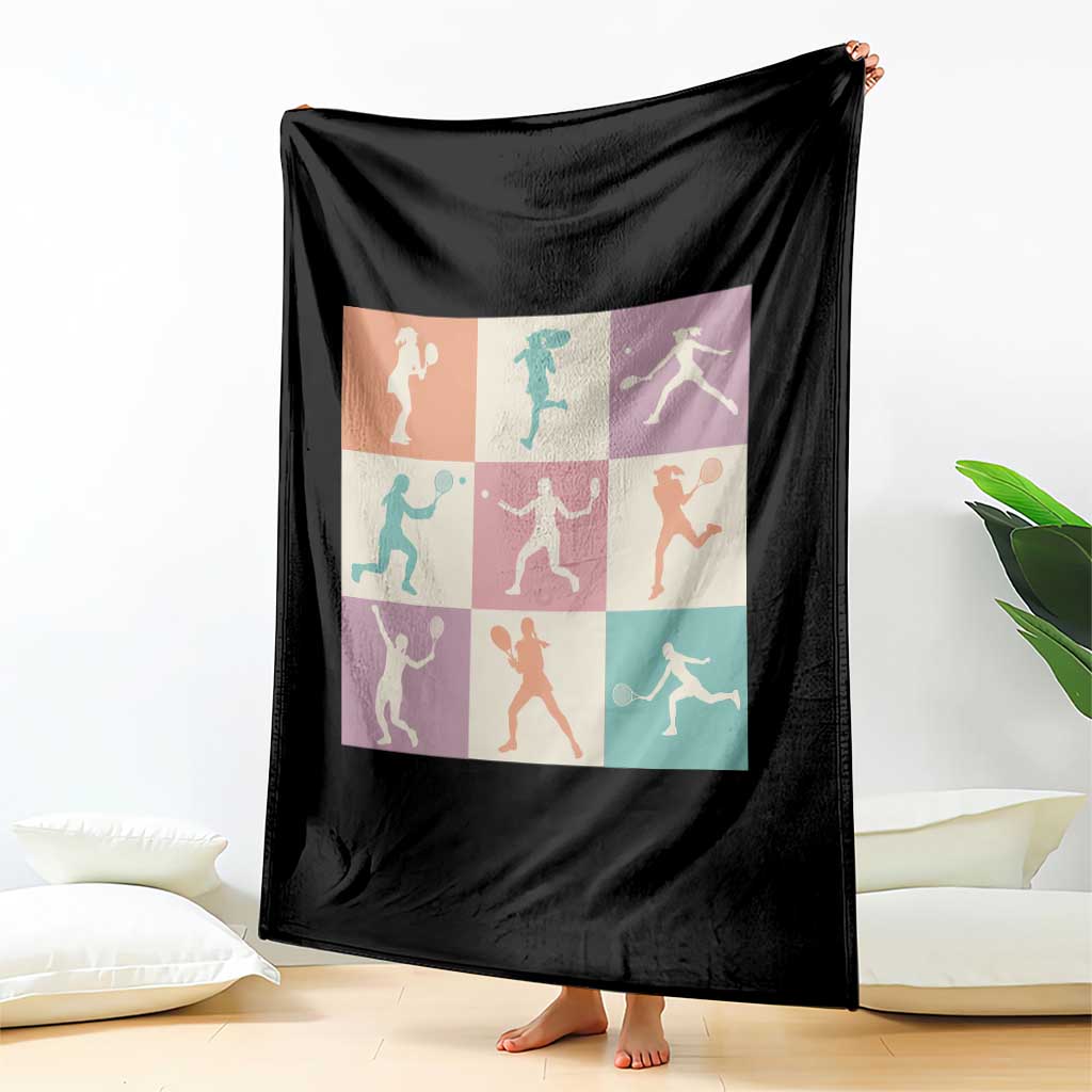 Tennis Lover Colorful Pastel Grid Sports Fan Gift Throw Blanket - Wonder Print Shop