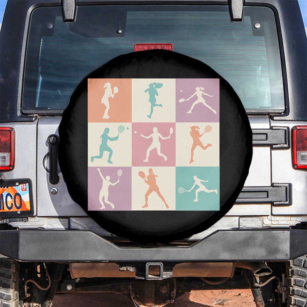 Tennis Lover Colorful Pastel Grid Sports Fan Gift Spare Tire Cover - Wonder Print Shop