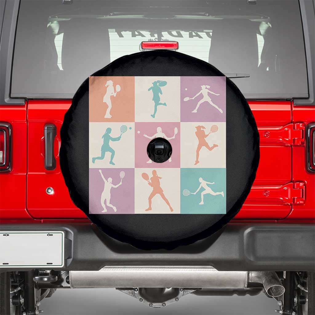 Tennis Lover Colorful Pastel Grid Sports Fan Gift Spare Tire Cover - Wonder Print Shop