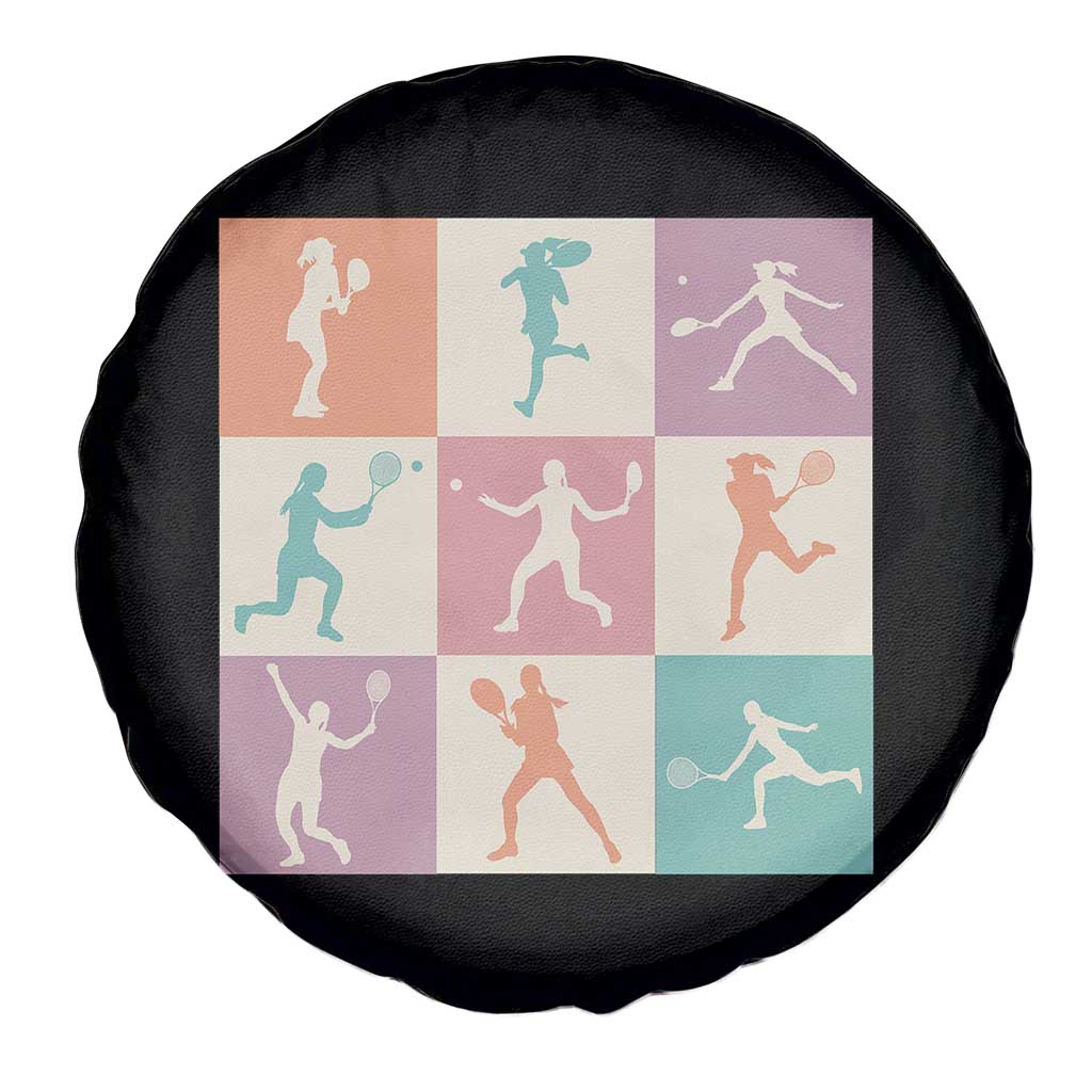 Tennis Lover Colorful Pastel Grid Sports Fan Gift Spare Tire Cover - Wonder Print Shop
