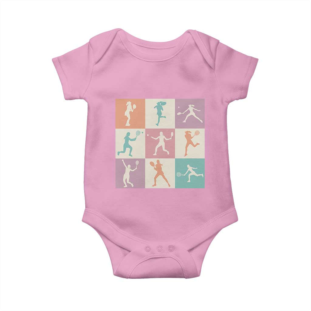 Tennis Lover Colorful Pastel Grid Sports Fan Gift Baby Onesie - Wonder Print Shop