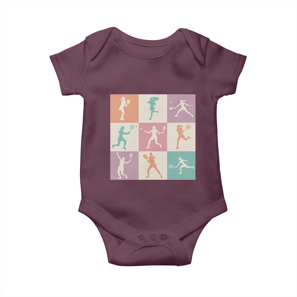 Tennis Lover Colorful Pastel Grid Sports Fan Gift Baby Onesie - Wonder Print Shop