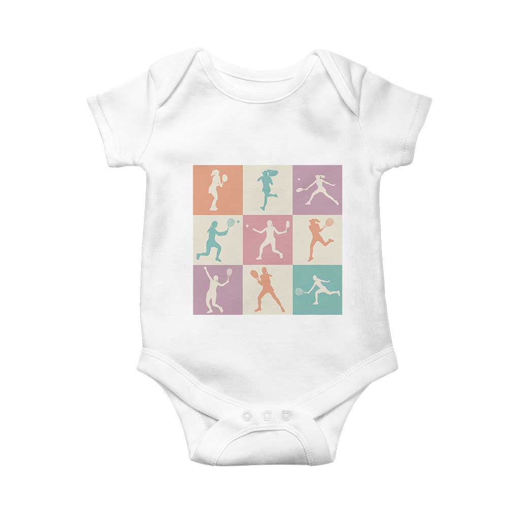 Tennis Lover Colorful Pastel Grid Sports Fan Gift Baby Onesie - Wonder Print Shop