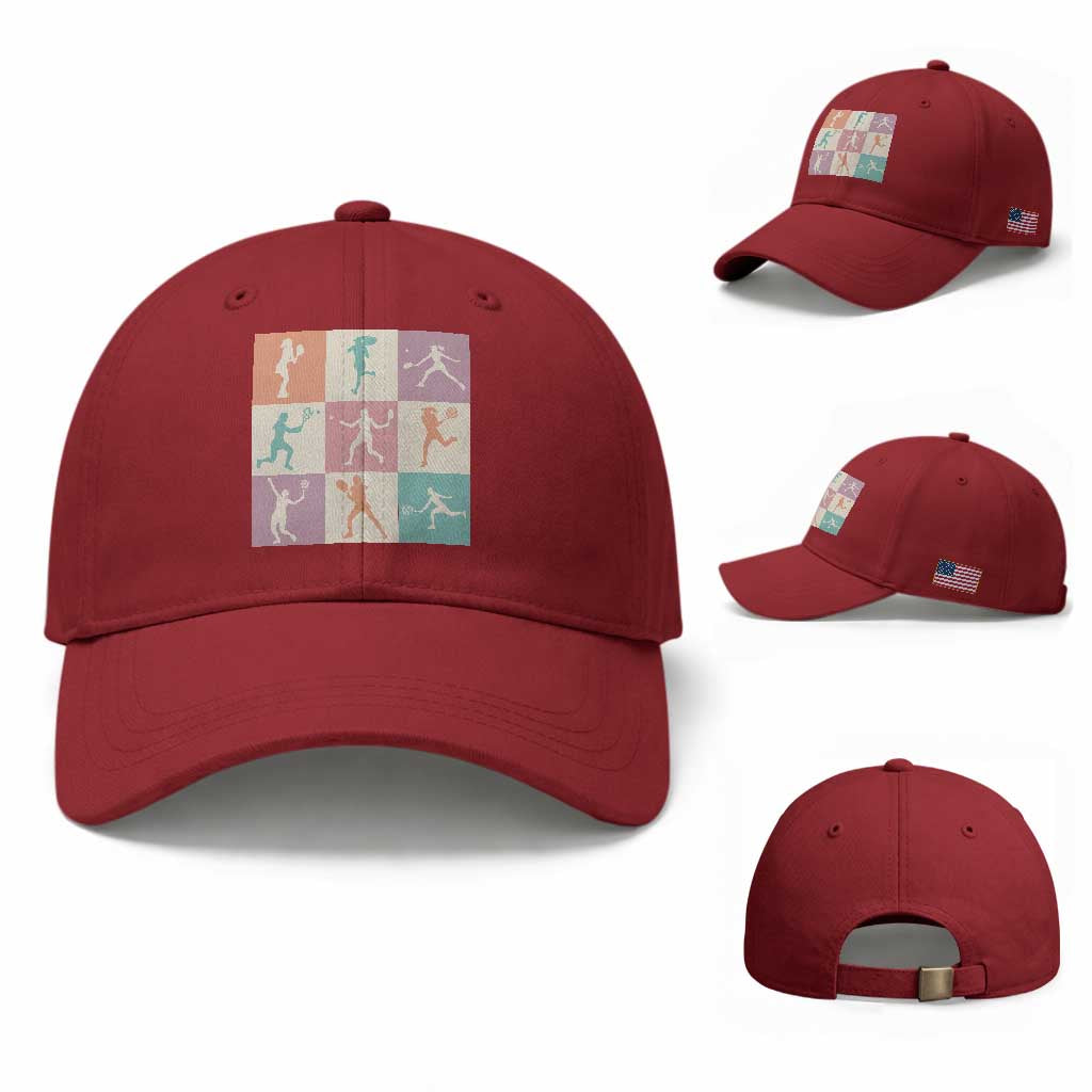 Tennis Lover Colorful Pastel Grid Sports Fan Gift Baseball Cap