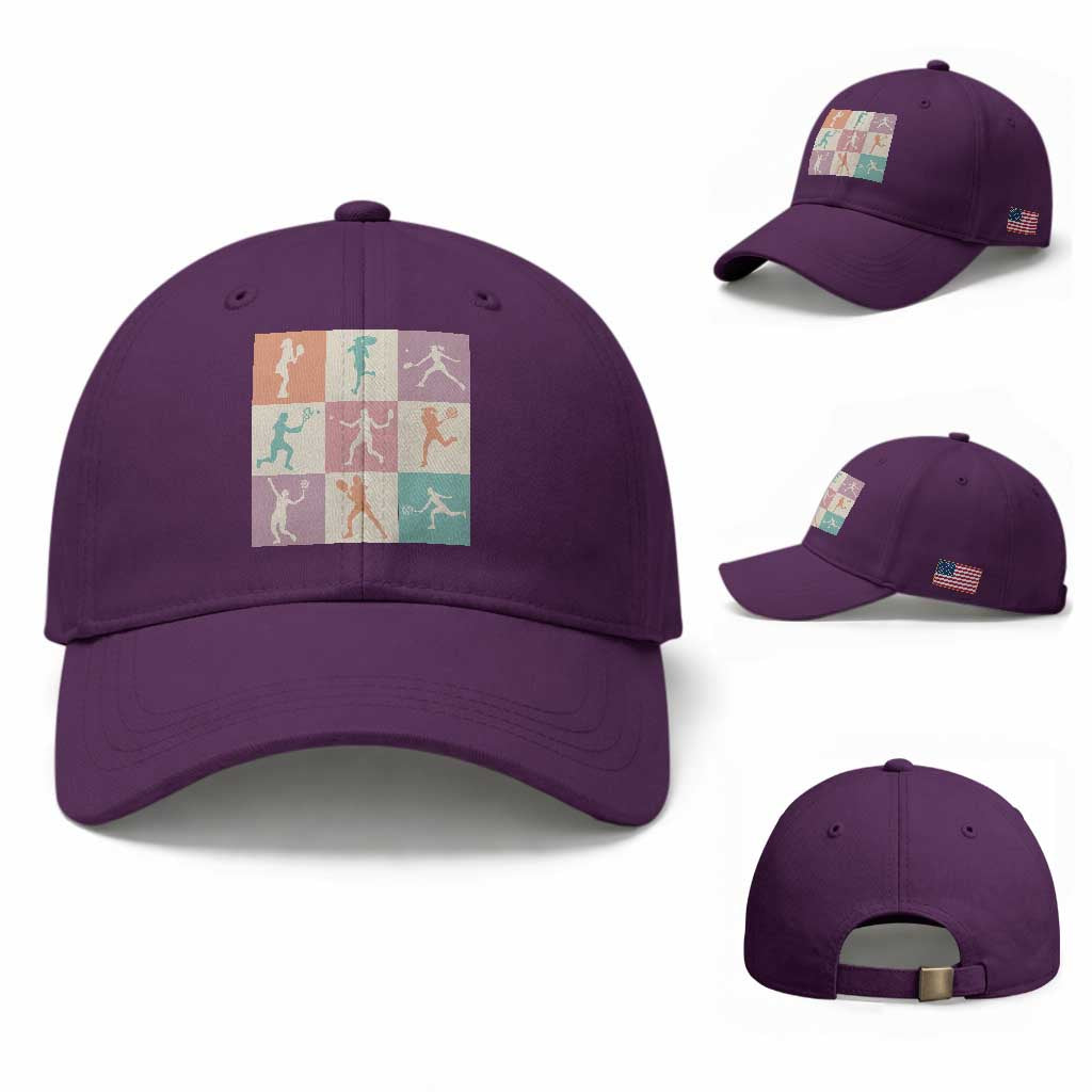 Tennis Lover Colorful Pastel Grid Sports Fan Gift Baseball Cap