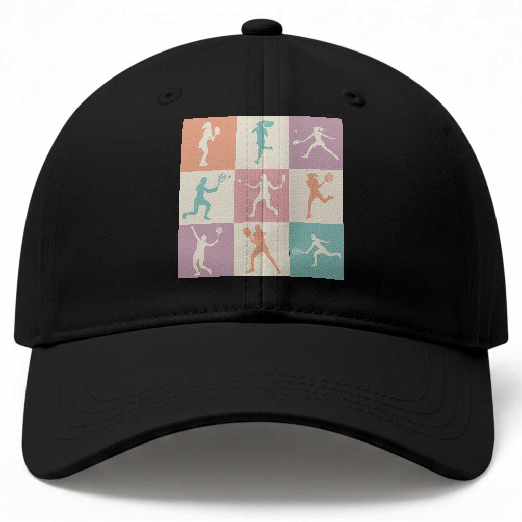 Tennis Lover Colorful Pastel Grid Sports Fan Gift Baseball Cap