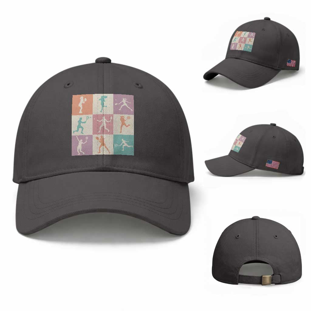 Tennis Lover Colorful Pastel Grid Sports Fan Gift Baseball Cap