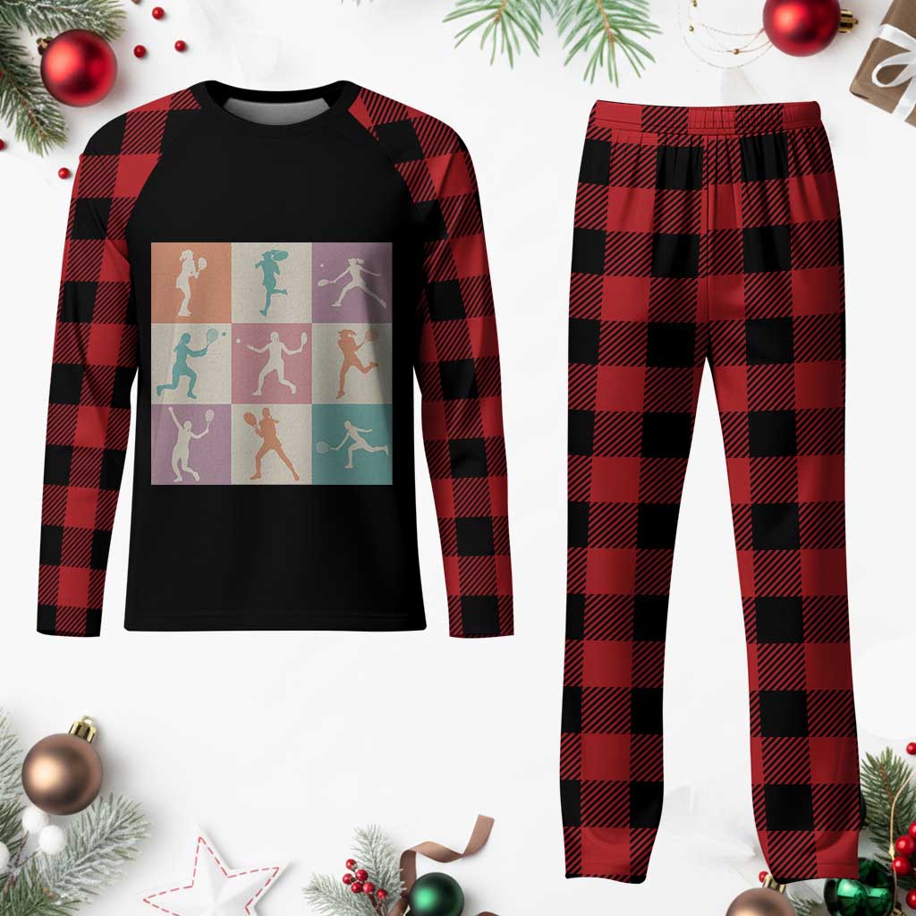 Tennis Lover Colorful Pastel Grid Sports Fan Gift Plaid Pajama Set - Wonder Print Shop