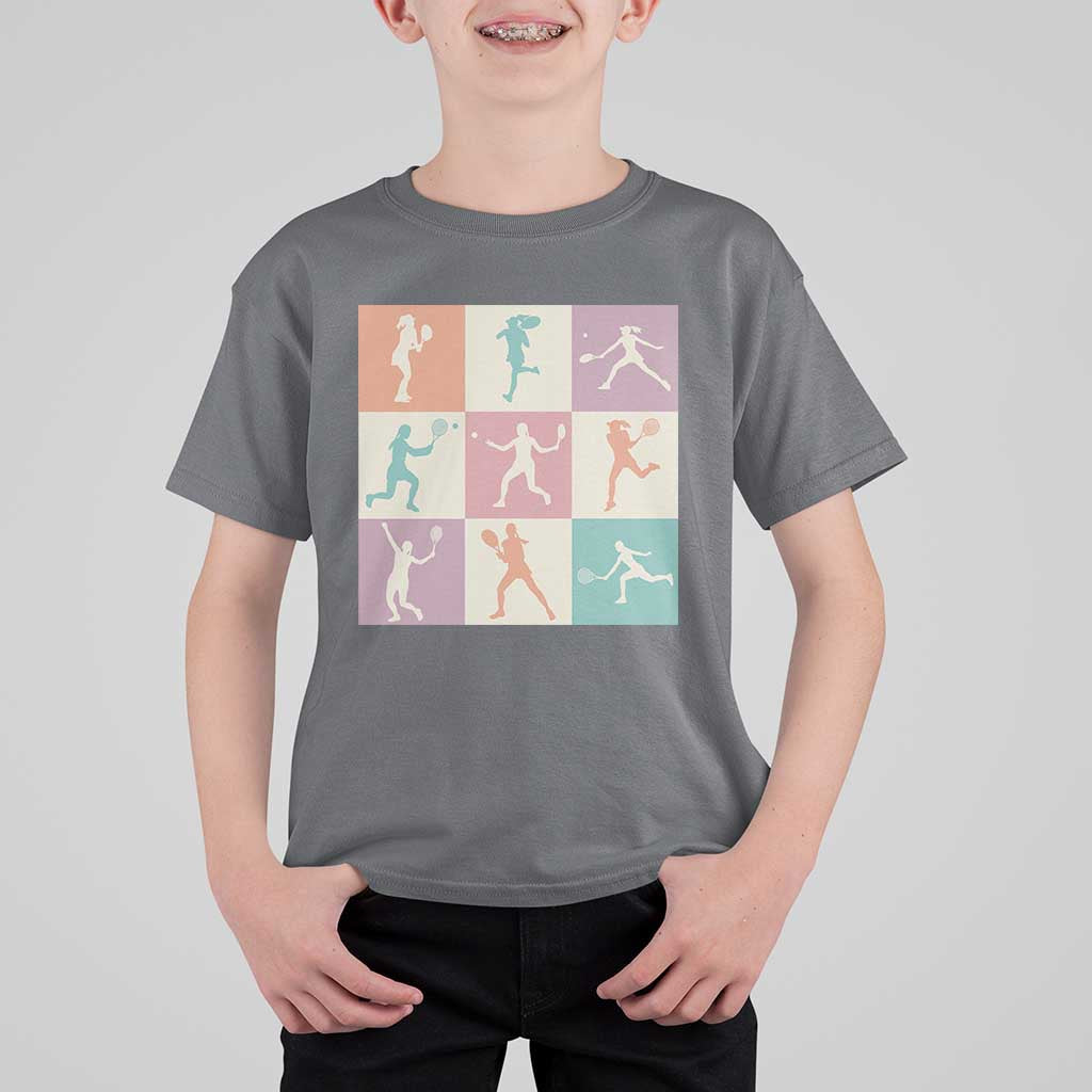 Tennis Lover Colorful Pastel Grid Sports Fan Gift T Shirt For Kid - Wonder Print Shop