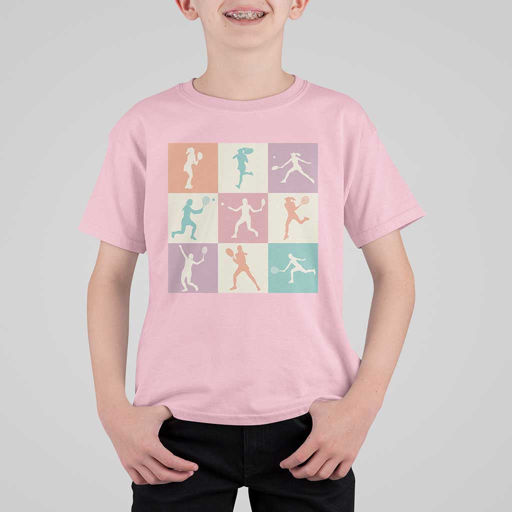 Tennis Lover Colorful Pastel Grid Sports Fan Gift T Shirt For Kid - Wonder Print Shop