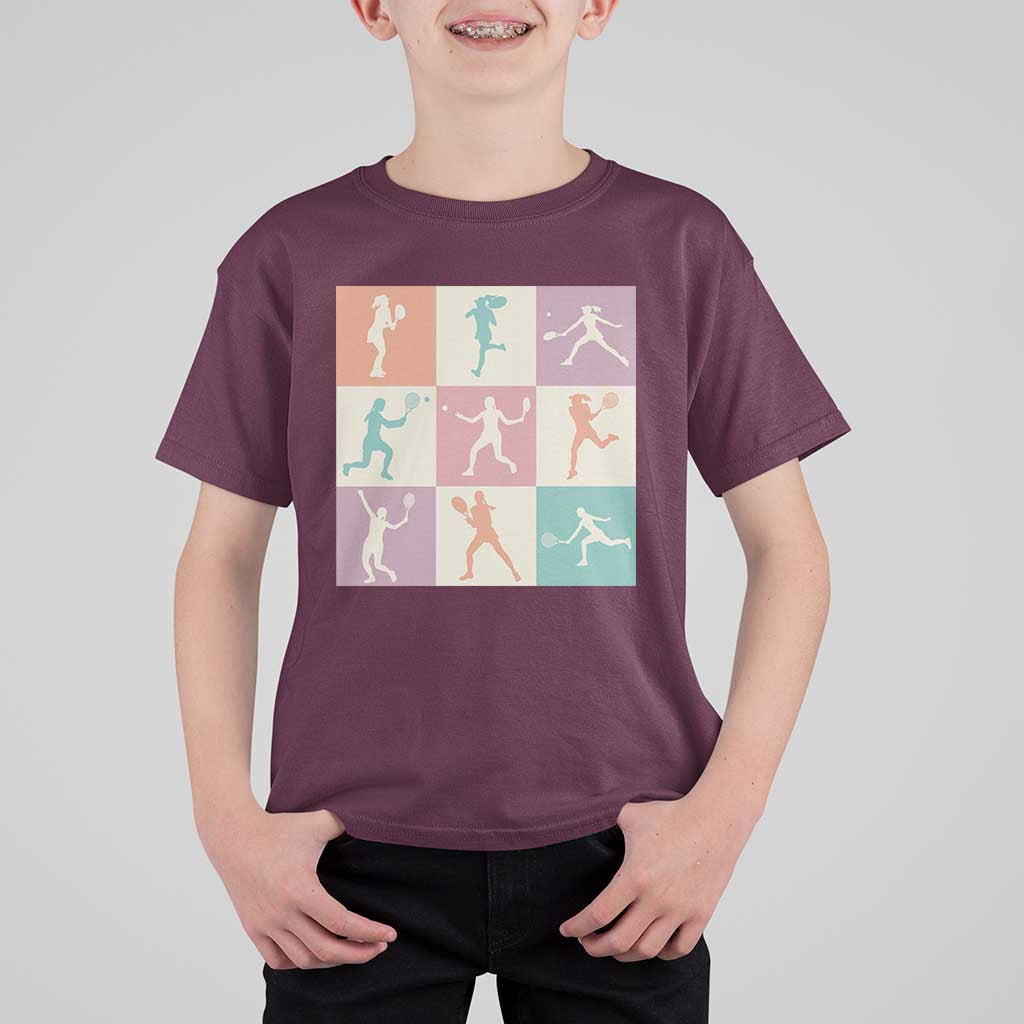 Tennis Lover Colorful Pastel Grid Sports Fan Gift T Shirt For Kid - Wonder Print Shop