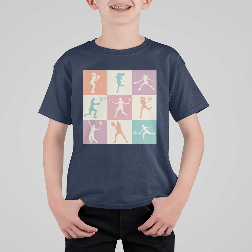 Tennis Lover Colorful Pastel Grid Sports Fan Gift T Shirt For Kid - Wonder Print Shop